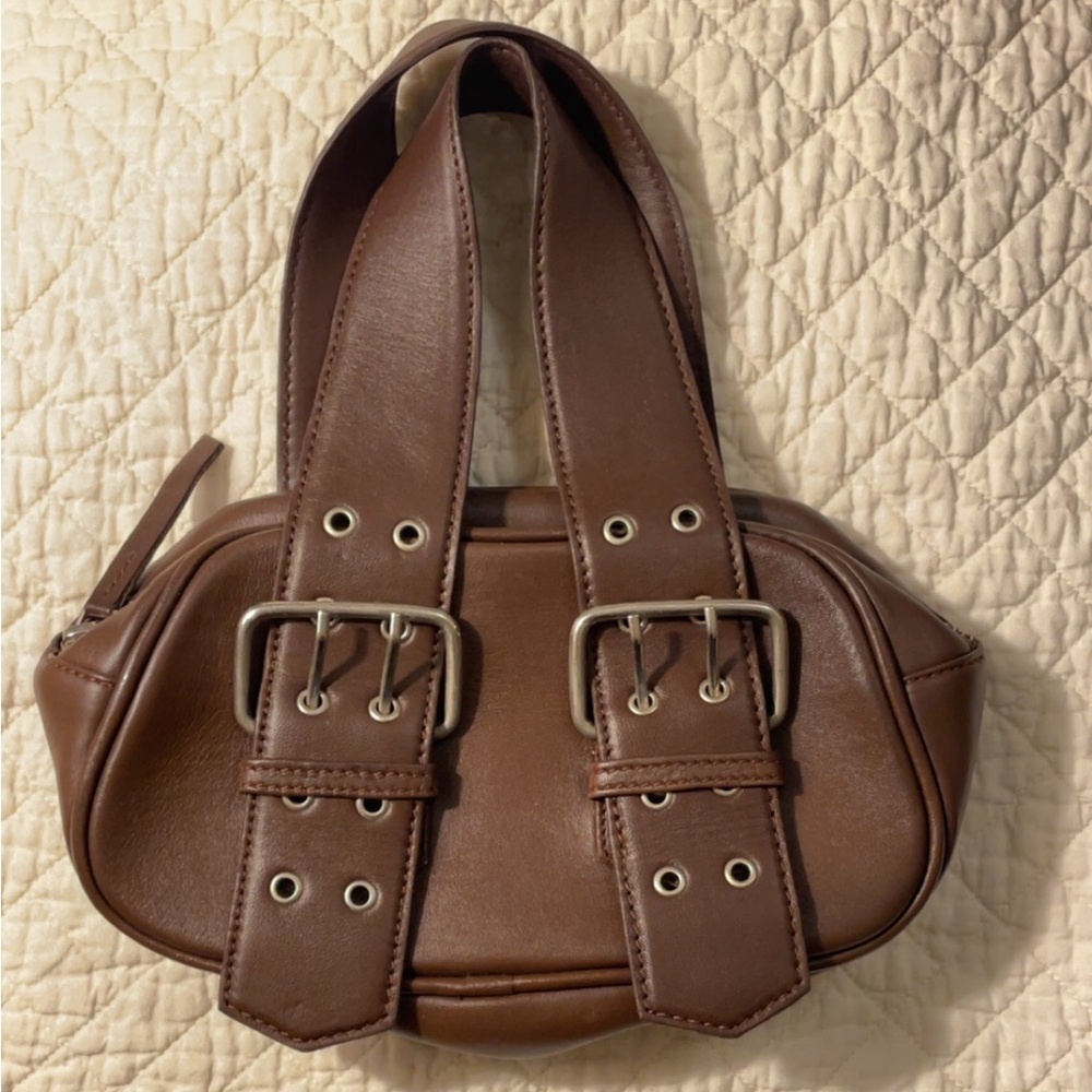 Free People Brown Mini Bag with Buckle Accents